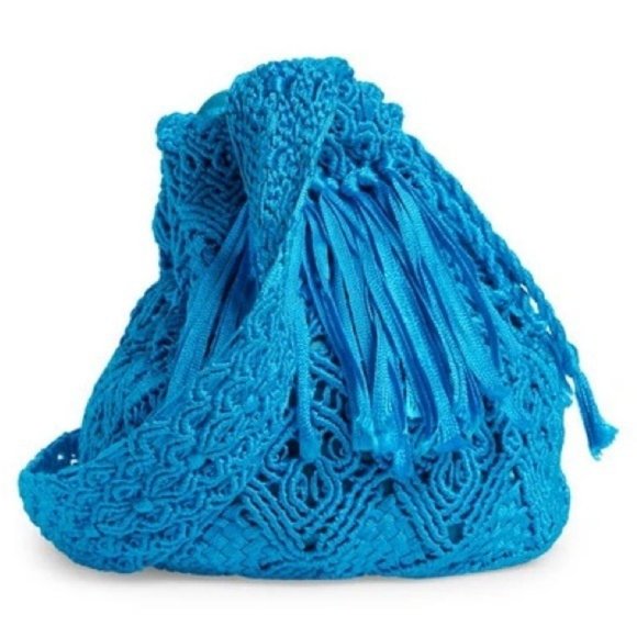 Camila Mesar Maxi Amor Dormido Mochila Drawstring Bucket Bag NWT Turquoise - Picture 4 of 13